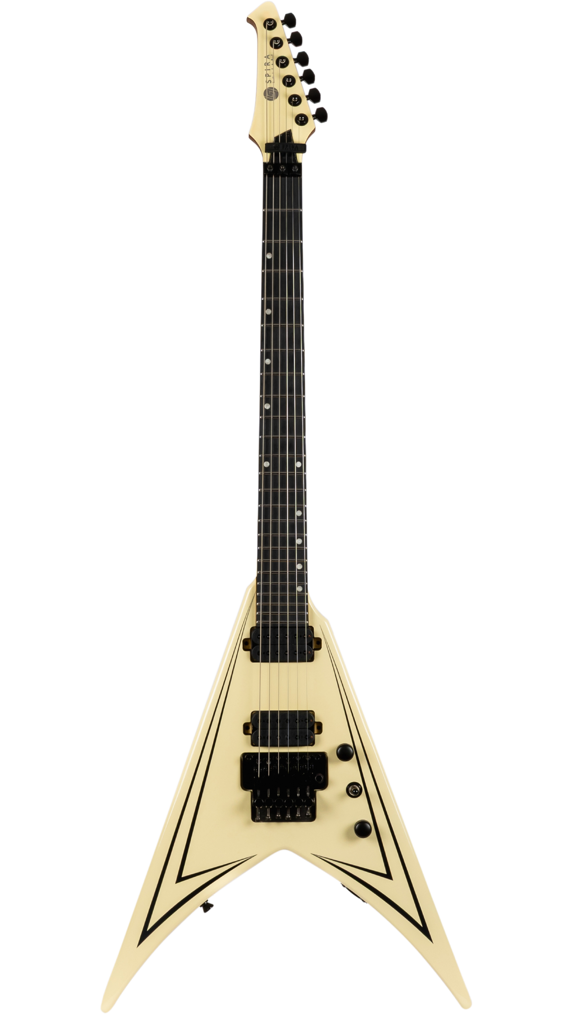 Spira Guitars V-420 AWH Electric Guitar EB - Antique White w/ Pinstripes-Spira-Infinite Music