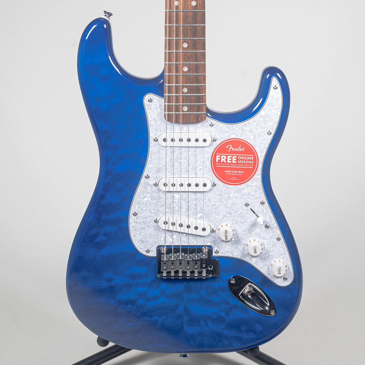 Squier Affinity Series Stratocaster QMT Electric Guitar - Sapphire Blue-Squier-Infinite Music