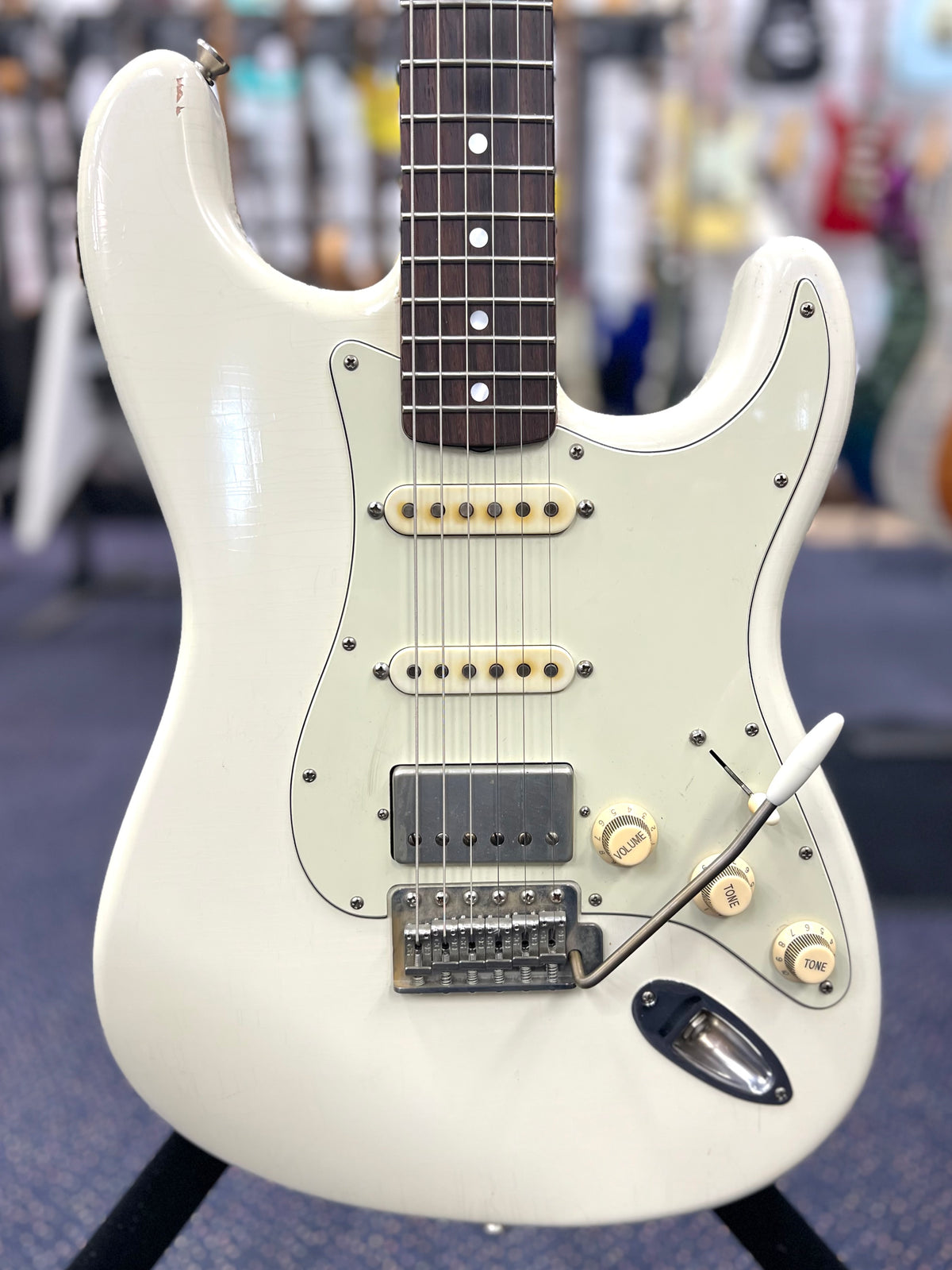 TMG Dover HSS S Style - Olympic White - Flame Maple Neck- RW fingerboard- W/- G&G Hardcase (Pre Owned)-TMG-Infinite Music