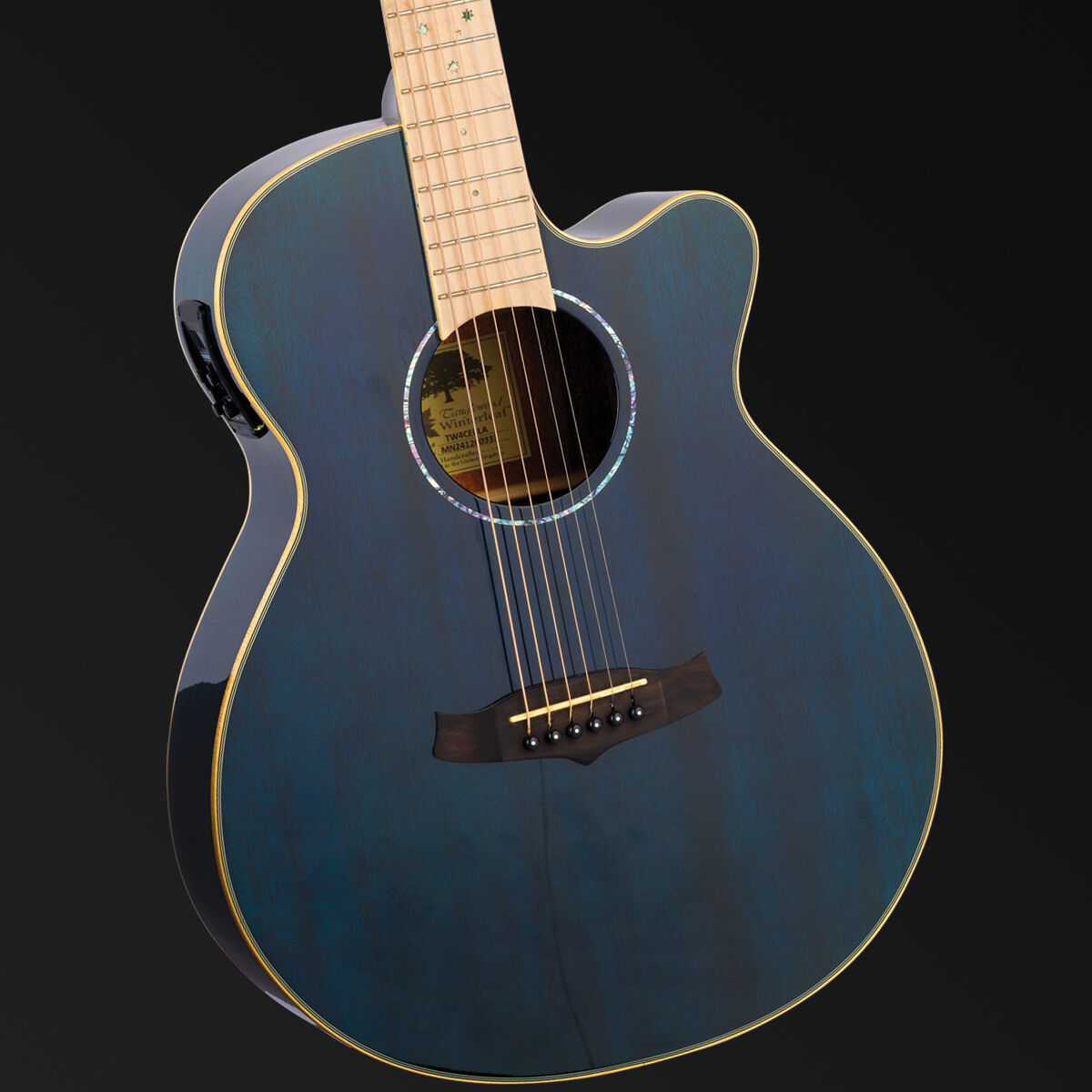 Tanglewood Winterleaf Pro Blonde Superfolk C/E Bondi Blue Gloss [TWPRO4-CE-BLA]-Tanglewood-Infinite Music