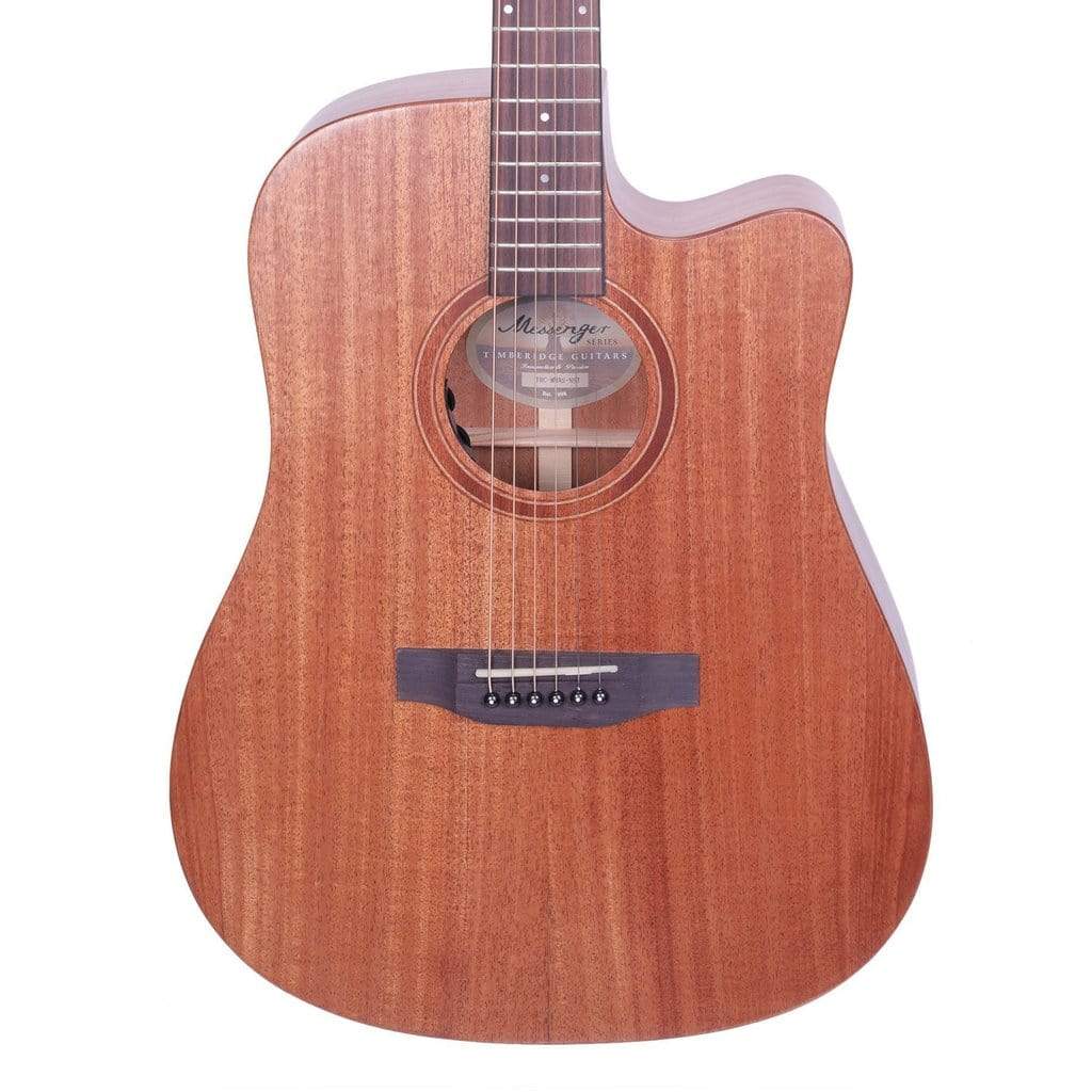 Timberidge 'Messenger Series' Mahogany Solid Top & Body Acoustic-Electric Dreadnought Cutaway Guitar - Natural Satin-Timberidge-Infinite Music
