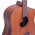 Timberidge 'Messenger Series' Mahogany Solid Top & Body Acoustic-Electric Dreadnought Cutaway Guitar - Natural Satin-Timberidge-Infinite Music