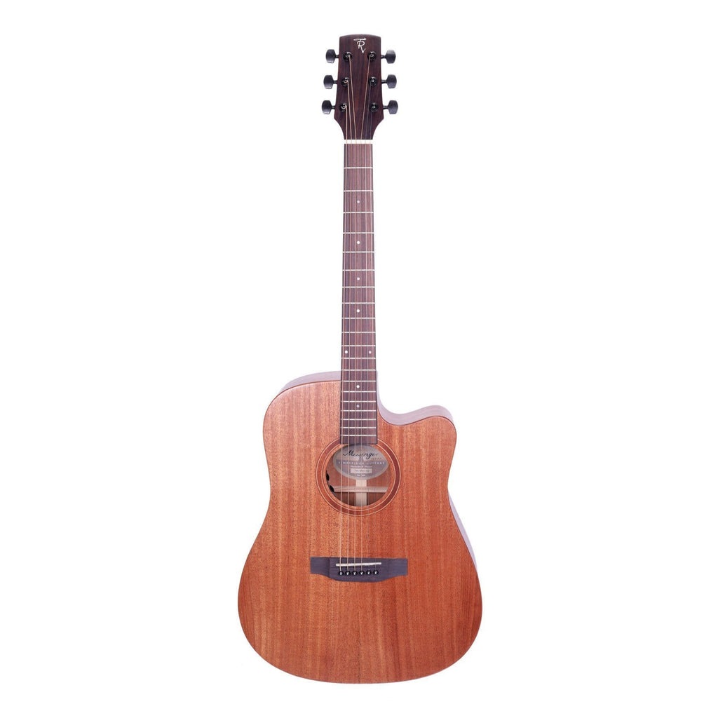 Timberidge 'Messenger Series' Mahogany Solid Top & Body Acoustic-Electric Dreadnought Cutaway Guitar - Natural Satin-Timberidge-Infinite Music