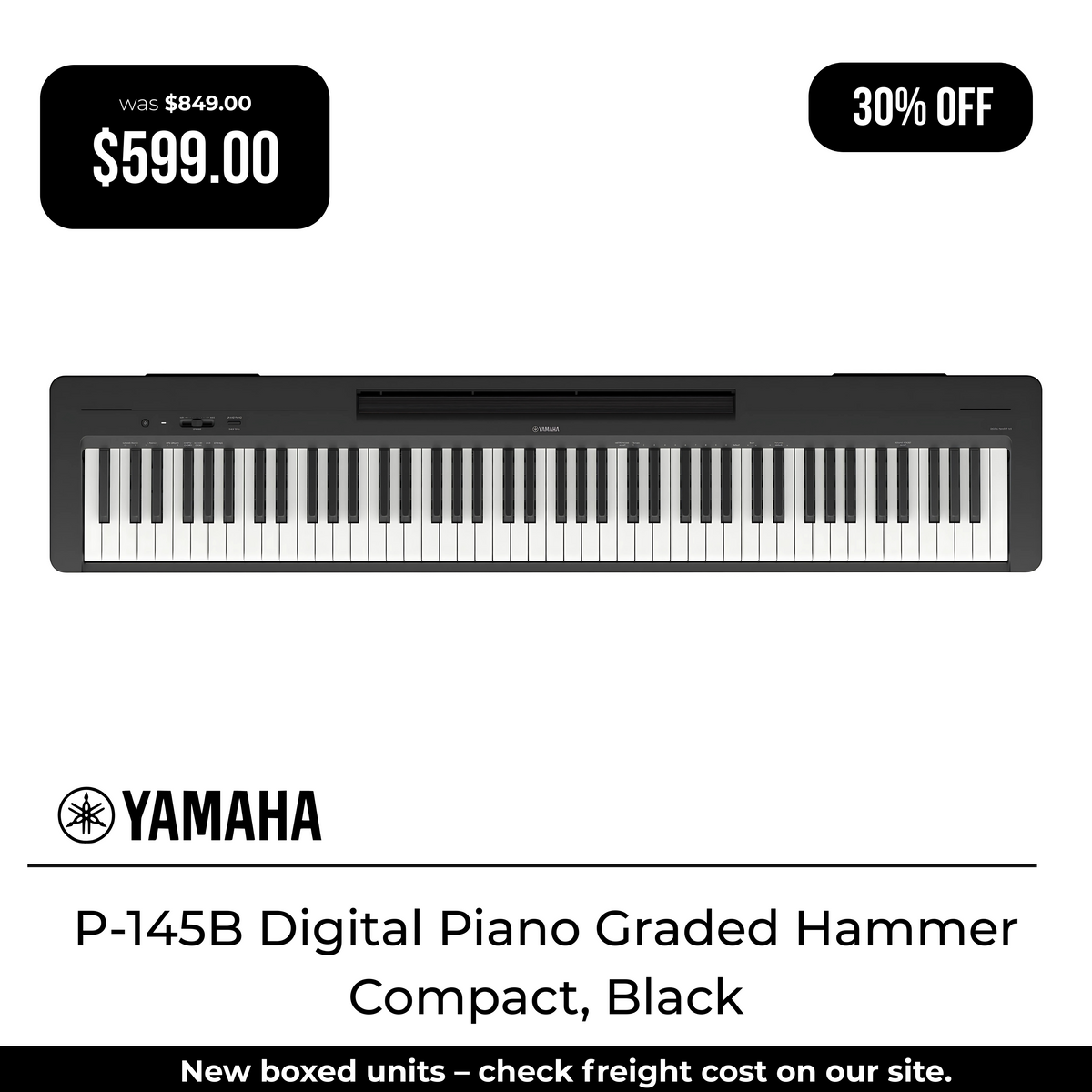 Yamaha P-145B Digital Piano - Black-Yamaha-Infinite Music