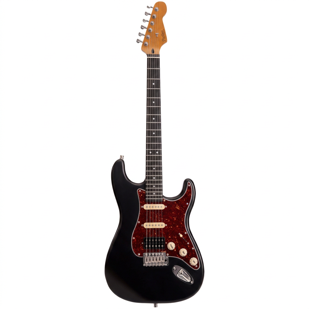 Patina Guitars PS-4 HSS Electric Guitar - Paulownia body - Roasted maple neck- RW fretboard- 22 Stainless frets- Locking tuners - Black