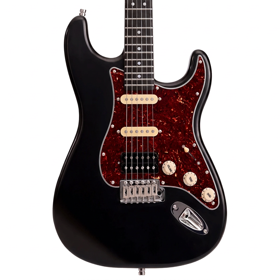 Patina Guitars PS-4 HSS Electric Guitar - Paulownia body - Roasted maple neck- RW fretboard- 22 Stainless frets- Locking tuners - Black