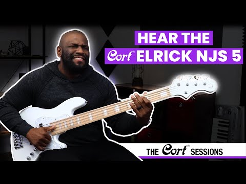 Cort Elrick NJS5 5 String Bass - White - W/Case (C31045)
